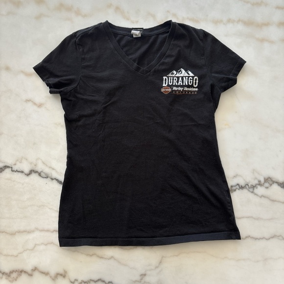Woman’s Harley Davidson black Durango Colorado V-neck t-shirt - Picture 3 of 5